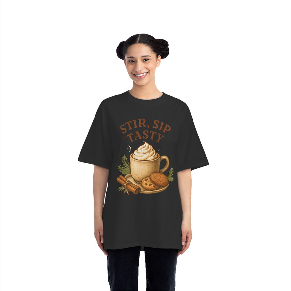 Thumbnail: Cozy Coffee T-Shirt with 'Stir, Sip, Tasty' Design - Gift for Coffee Lovers
