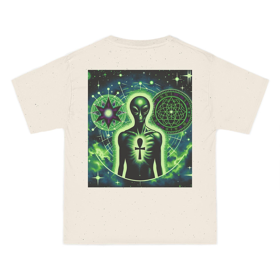 Thumbnail: Sunraze Cosmic Enlightenment TShirt - Short Sleeve Graphic Tee with Alien Design