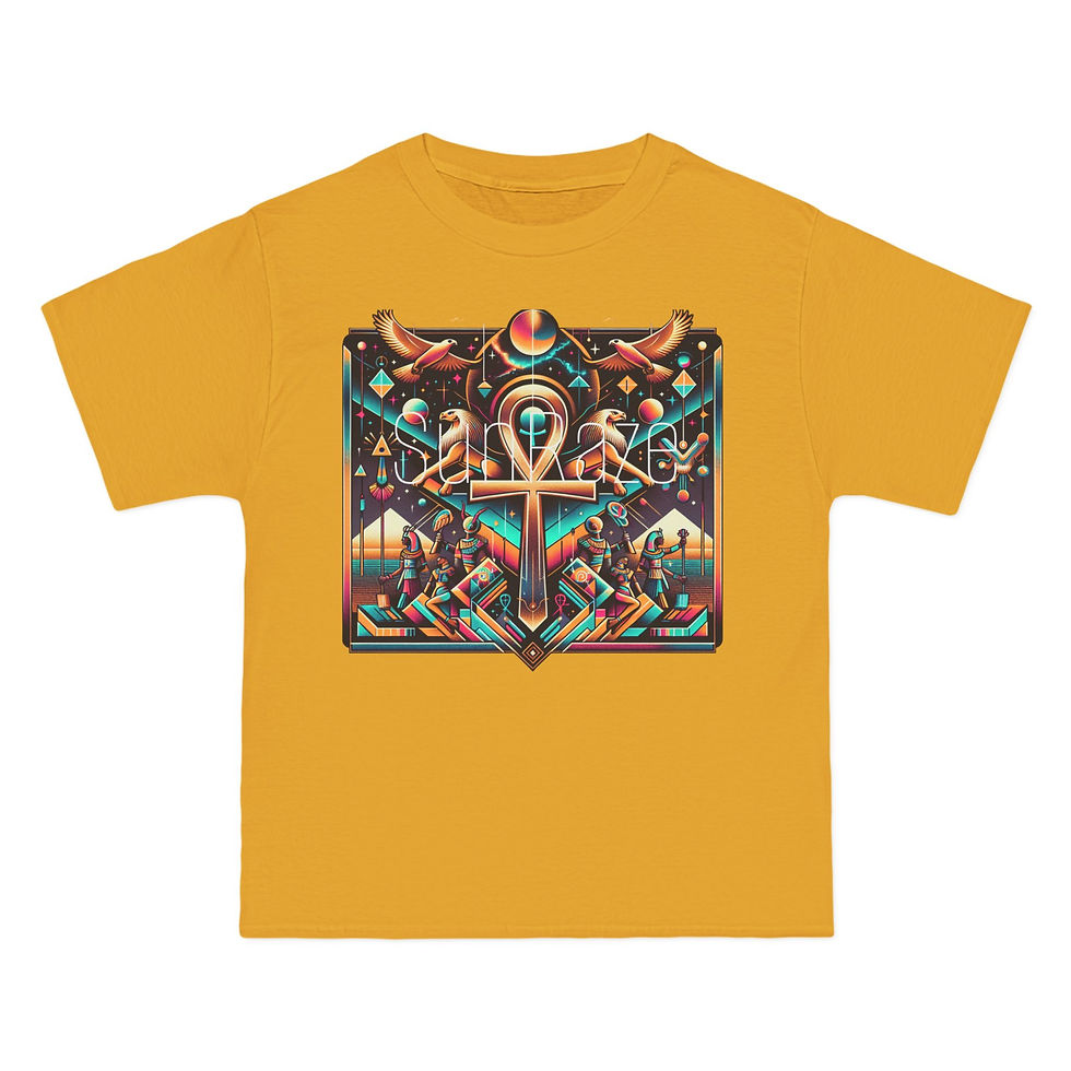 縮圖：Vibrant Egyptian Graphic T-Shirt - Ankh & Eye of Horus Design