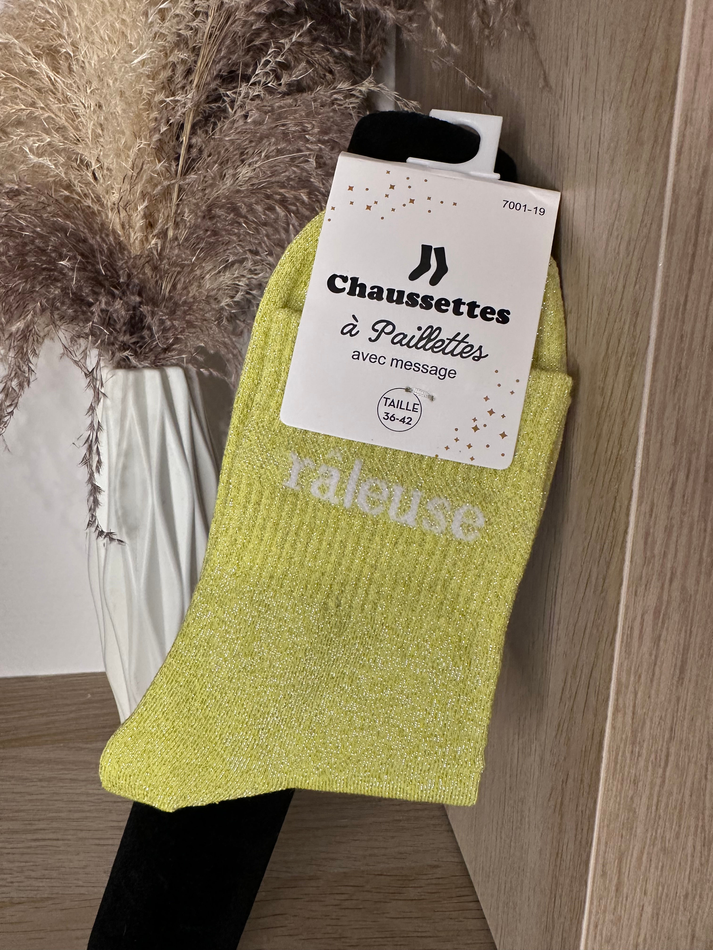 Chaussette à paillette Râleuse jaune