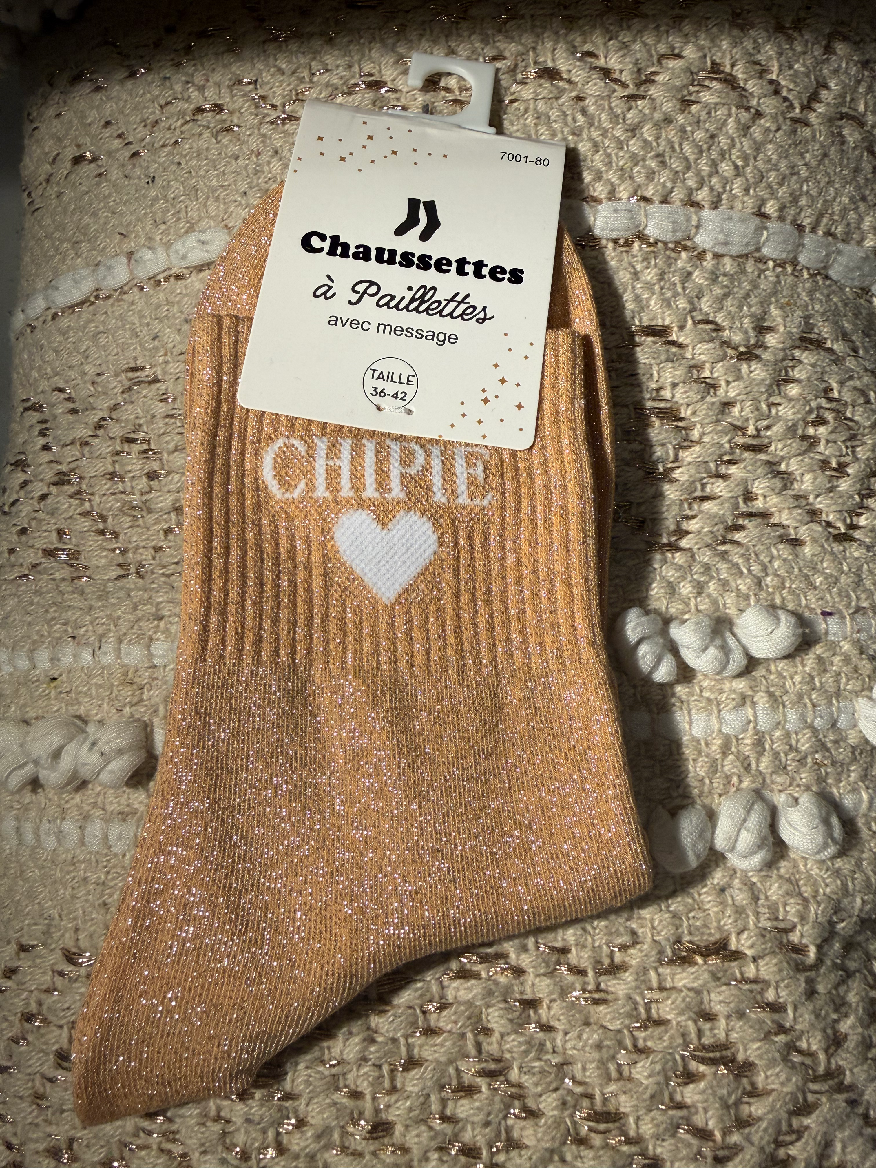 Chaussette à paillette Chipie orange clair