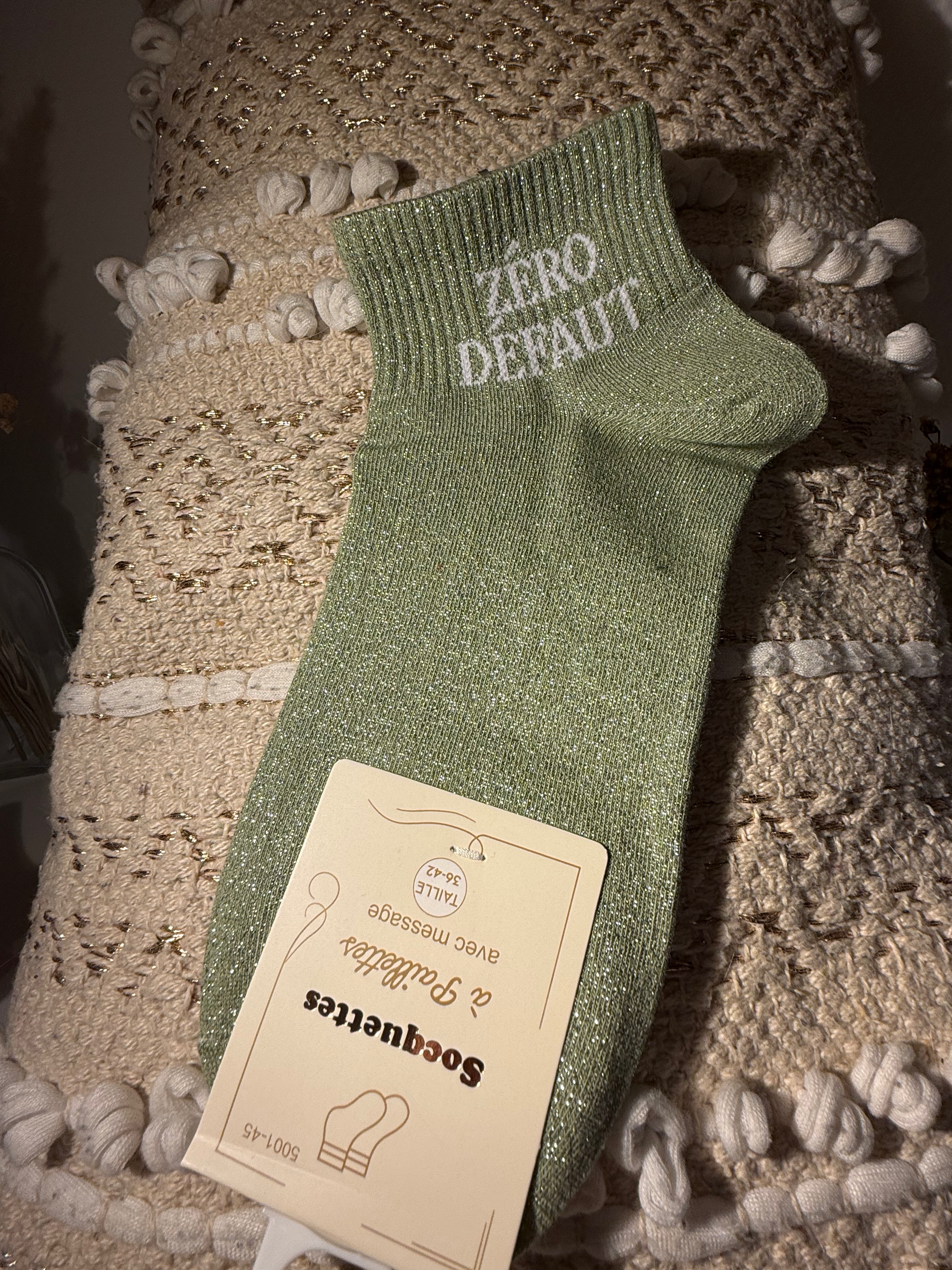 Socquette à paillette Zéro défaut kaki