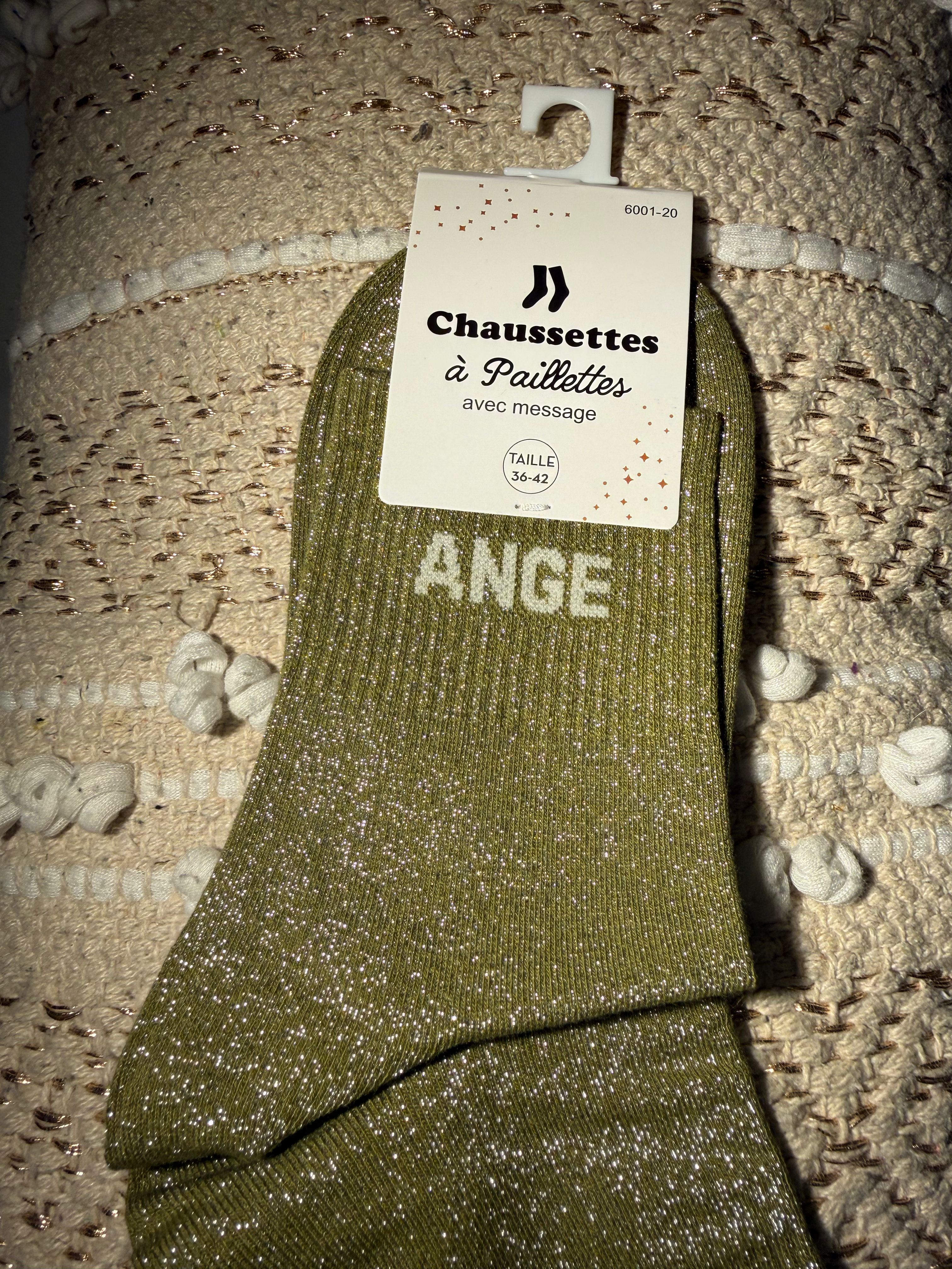 Chaussette à paillette Ange Démon kaki