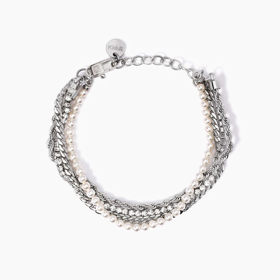 831029 KIDULT BRACCIALE CON PERLE E TENNIS BIANCO