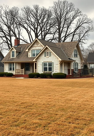create an appealing but distressed house on overground land in a suburban neighborhood. Ma