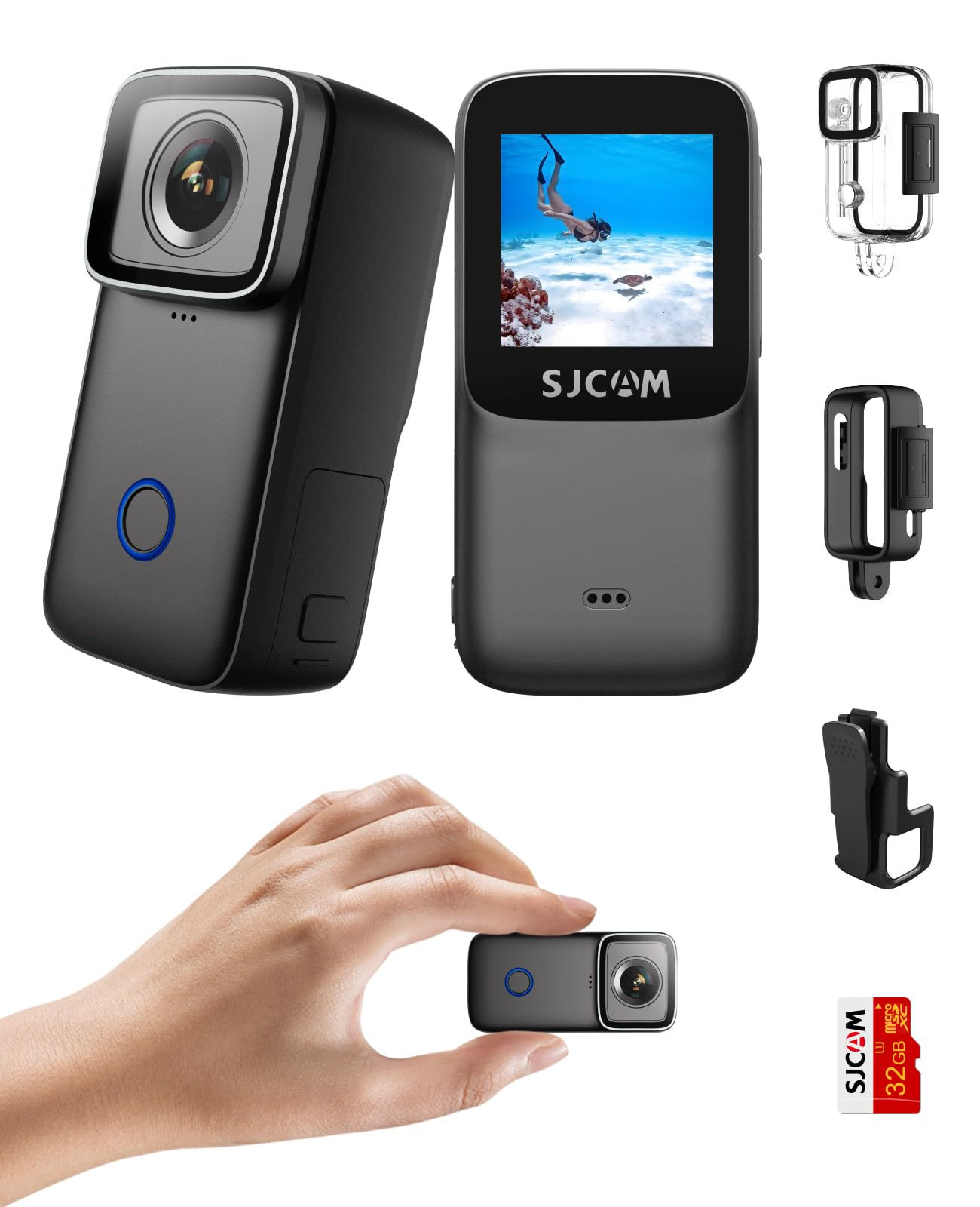 SJCAM C200 Mini Action Camera 4K Pocket Camera with Stabilization Wide FOV Weara