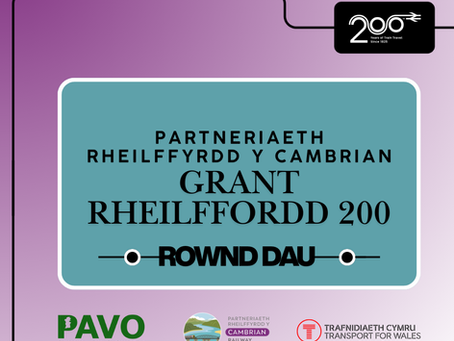 Partneriaeth Rheilffyrdd Y Cambrian yn Lansio Rownd Dau o'i Chronfa Grantiau Cymunedol Rheilffordd 200