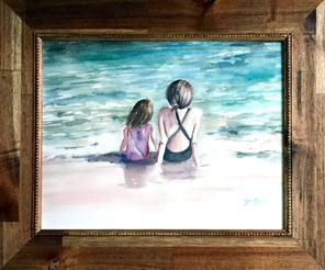 Sisters at the beach, framed.jpg