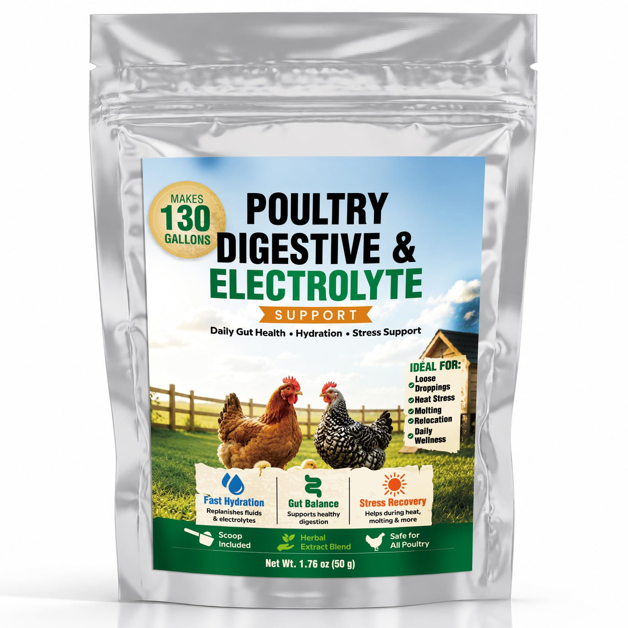 Chicken Electrolytes & Supplement for Water, Make 130 One-Gallon Servings 
