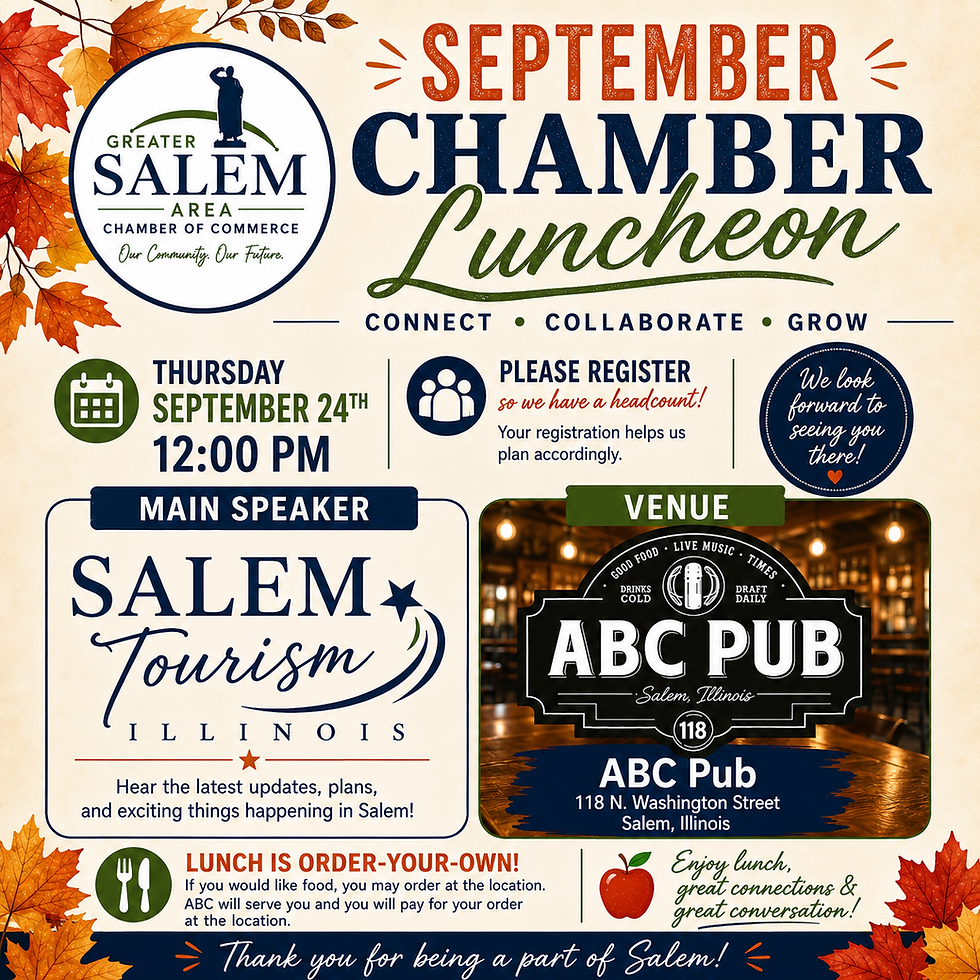 September Chamber Luncheon ~ Speaker Salem Tourism at ABC Pub
