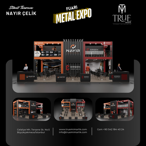 Metal Expo fuarında kurumsal kimliğinizi yansıtan tasarımlarla standınızı fuarın yıldızı haline getiriyoruz.