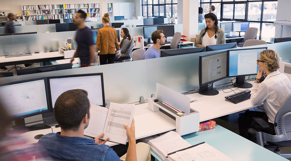 People Working in Open Office