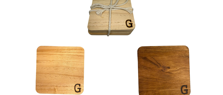Square Wooden Coasters - Uppercase (4 pack)