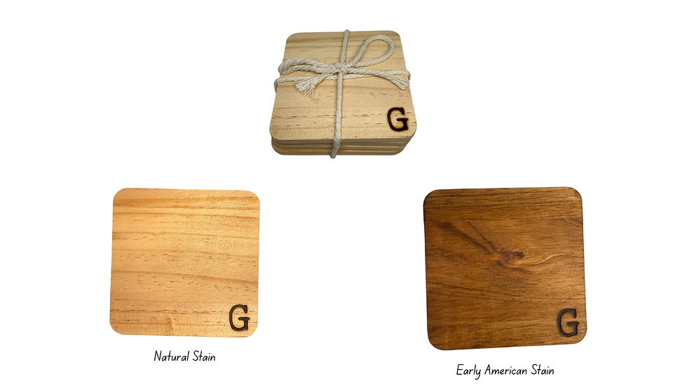 Square Wooden Coasters - Uppercase (4 pack)