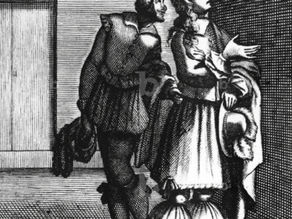 deux hommes en costume du 17e siècle parlent à des personnes placées en hauteur