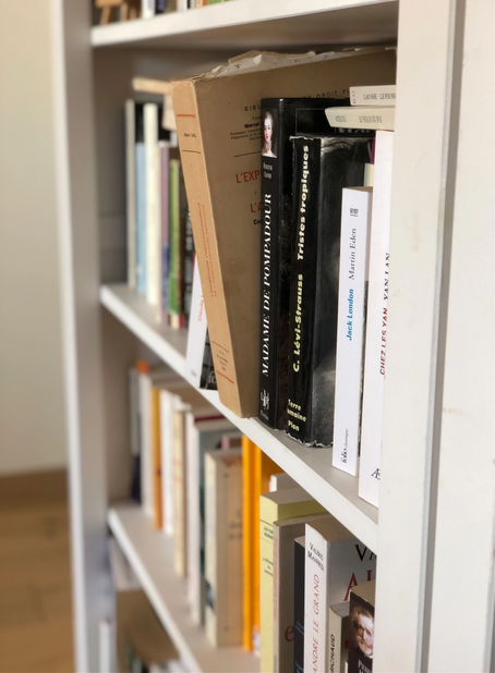 un livre est sorti de sa rangée dans un bibliothèque