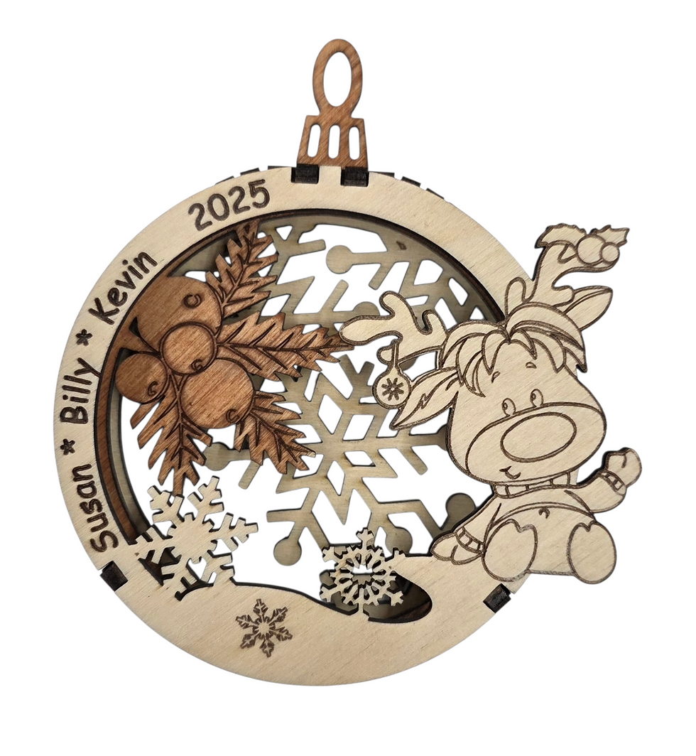 Baby Reindeer wooden ornament