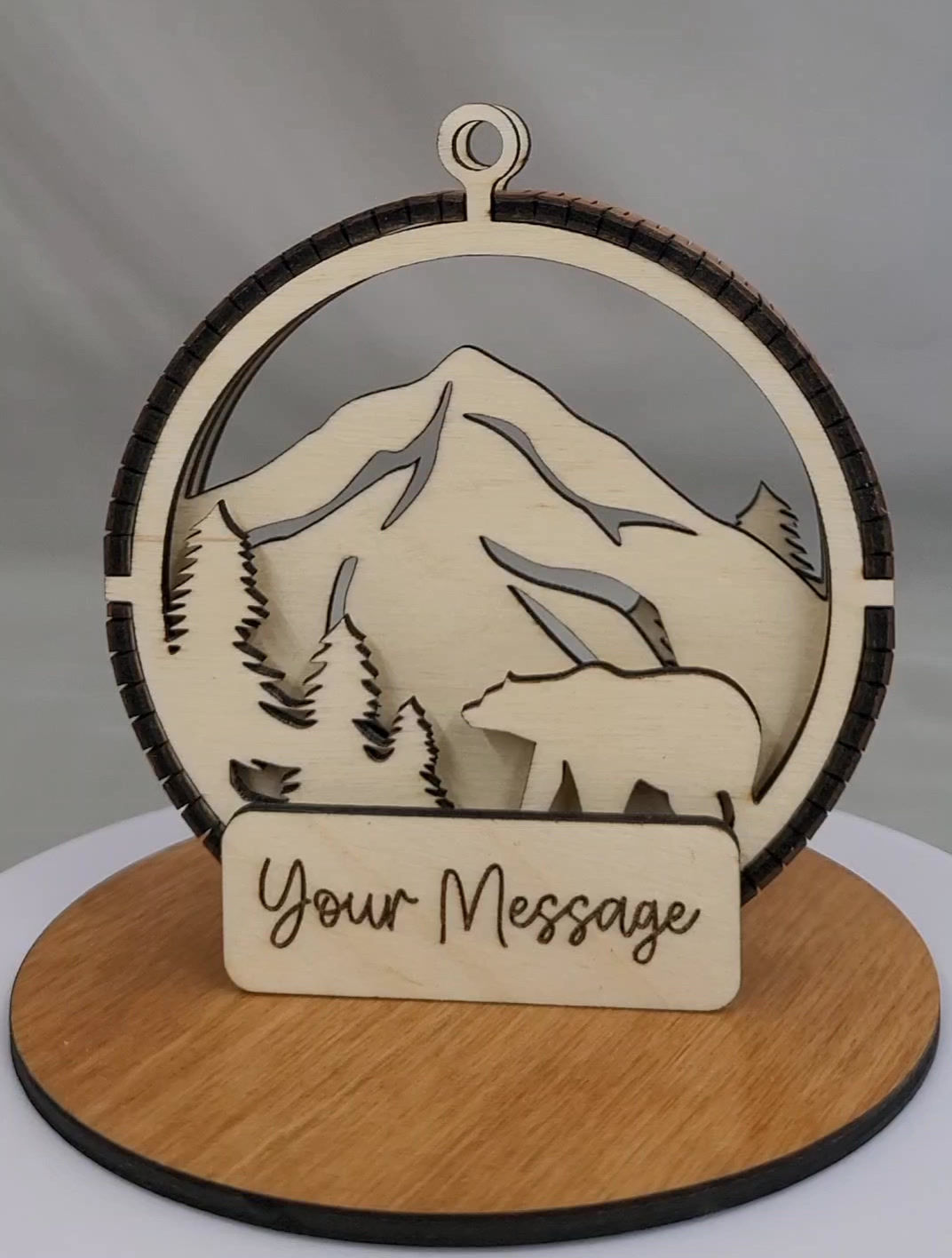 3D Christmas Ornament Bear and Mountains