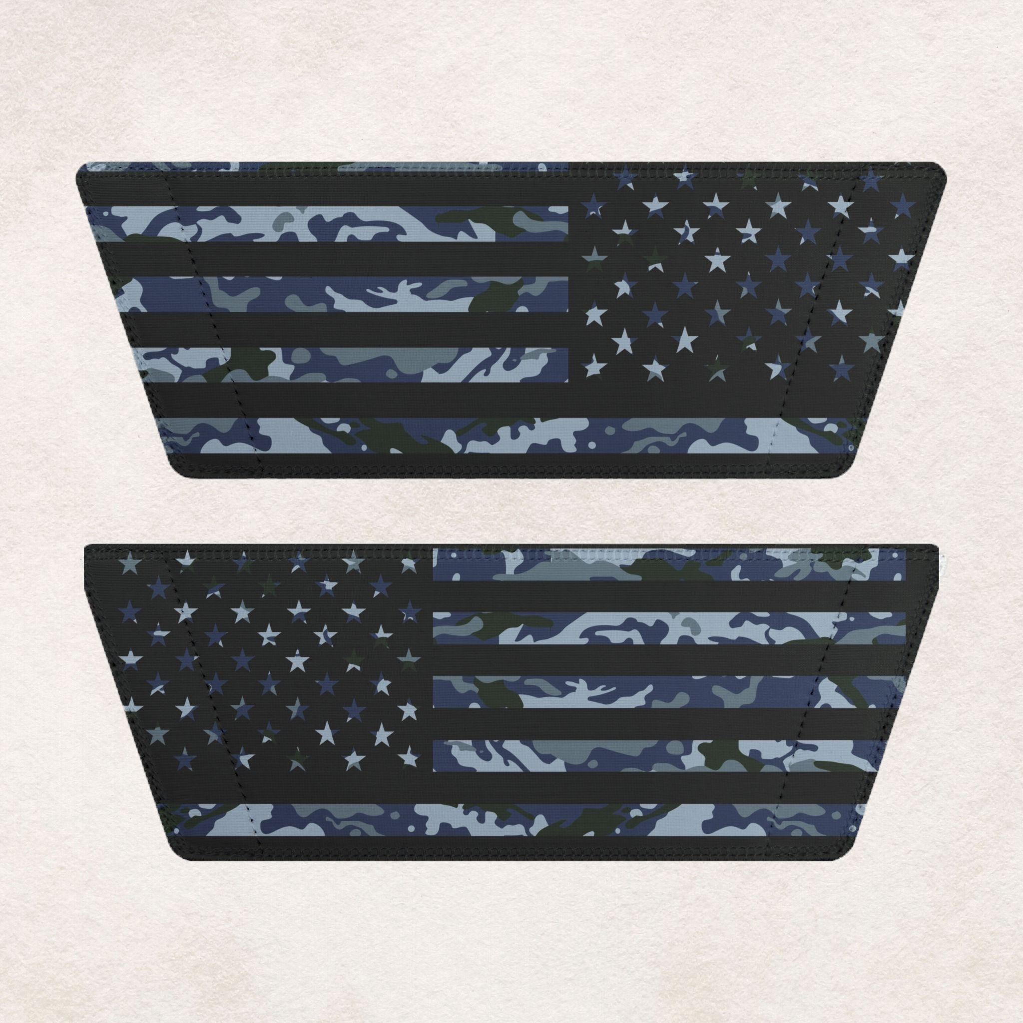 Pair of blue camo US flag Slide sandal toppers