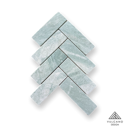 Vox Herringbone Verdi Cristallo 50x150 Tumbled Mosaic.
