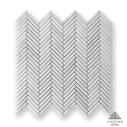 Vox Tweed Herringbone Thassos Tumbled Mosaic