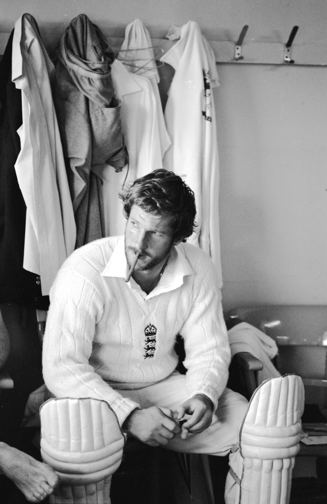 20th July 1981: Ian Botham of England smokes a cigar in the changing room after his match-winning 149 not out during the third Test Match against Australia at Headingley in Leeds. England won the match by 18 runs. \ Credit: Adrian Murrell/Allsport UK