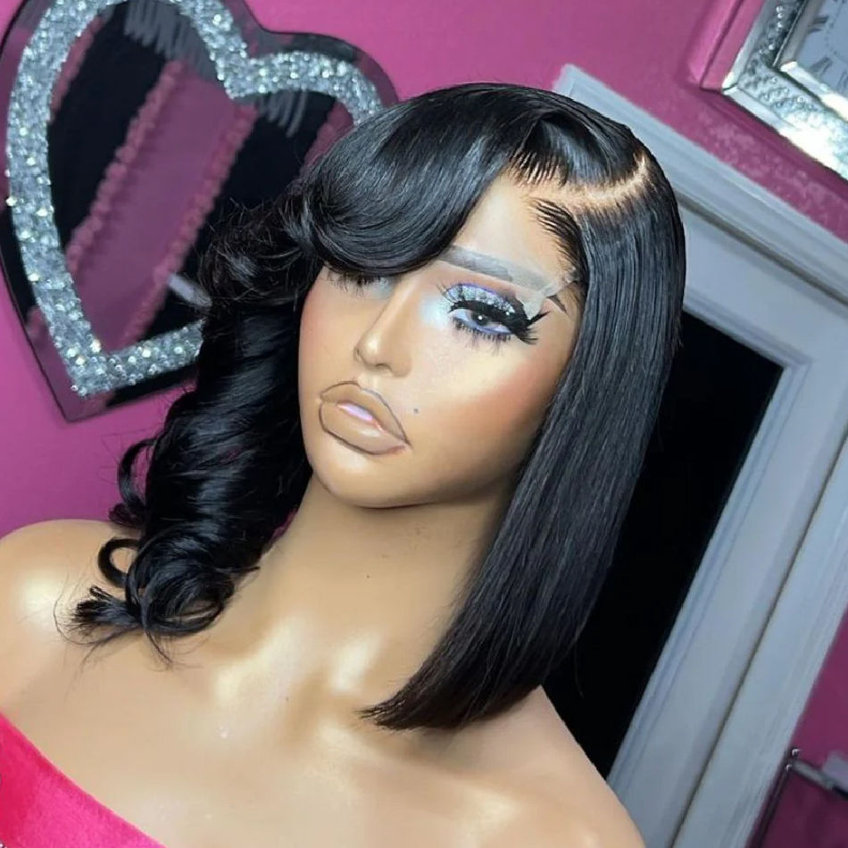 13x4 HD Transparent Lace Front Wigs Pre Plucked 250 Density Brazilian Straight H