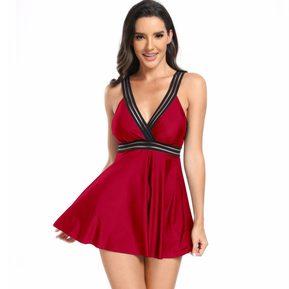 Thumbnail: 2025 Women Two Piece Swim Dress Wire Straped Swimsuit Padded Swimwear Female Tan
