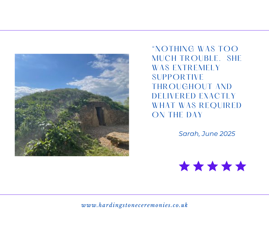 A 5 star review consisting of a picture of Mid-England Barrow with words of thanks from Sarah.