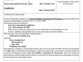 Intimação em Petição de Dependência, Citação à Maria Aparecia Pereira dos Anjos
