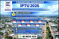 Prefeitura de Juruena disponibiliza IPTU 2026 com desconto de 20% para pagamento em cota única