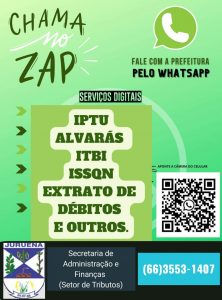 Os contribuintes de Juruena também podem fazer Solicitações através do Whatsapp (66) 3553-1407