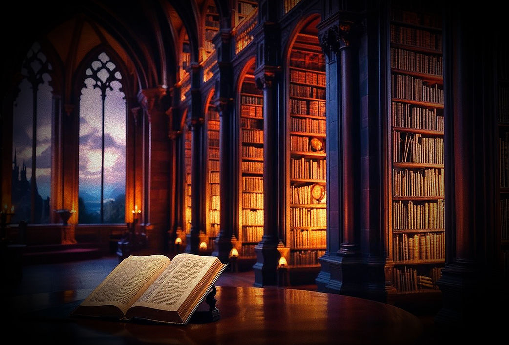 fanstasy castle, libary, 4k image_edited