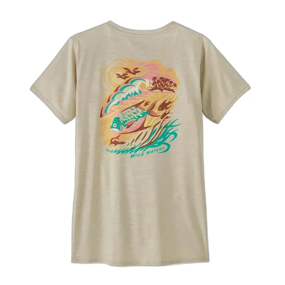 Dos du t-shirt Patagonia Capilene Cool Daily Graphic femme beige