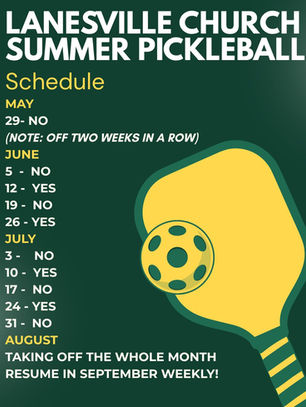 Summer 2026 Pickleball Schedule