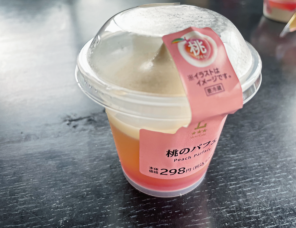 White peach parfait dessert from Lawson.