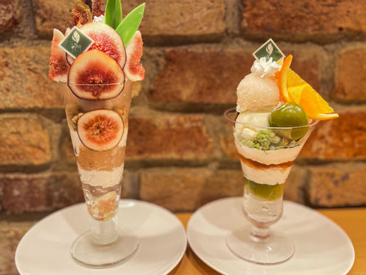 Two parfaits from Kannonyama Fruit Parlor Ginza