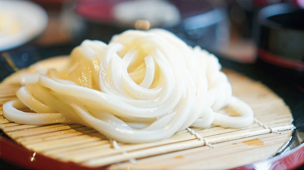 Chilled zaru udon on a bamboo tray (zaru)