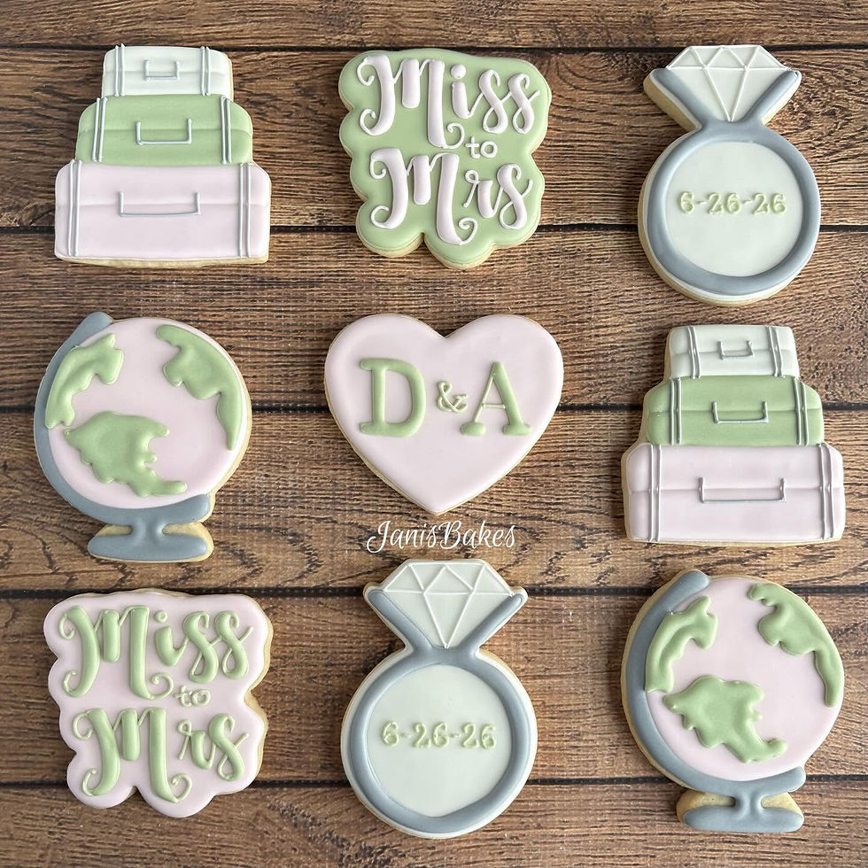 Travel Themed Bridal - Wedding Cookies