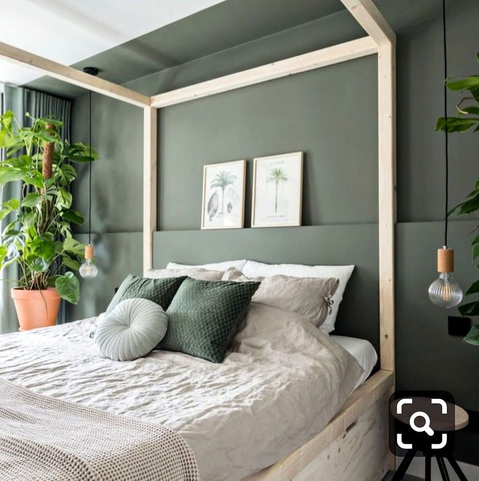een kleur op het plafond in de slaapkamer