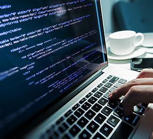 Programming Work Time. Programmer Typing New Lines of HTML Code. Laptop and Hand Closeup. 