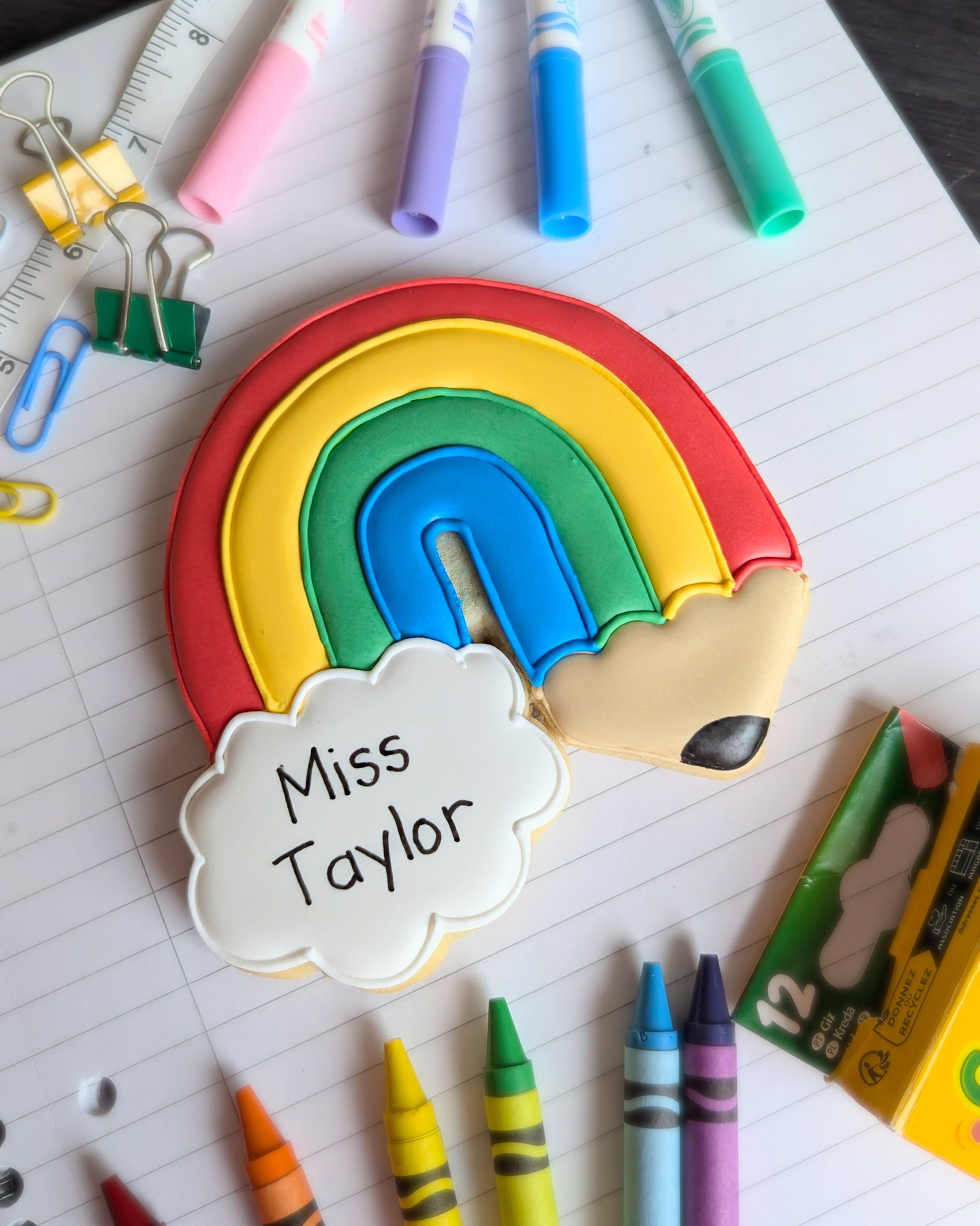 Personalised Rainbow Pencil Biscuit