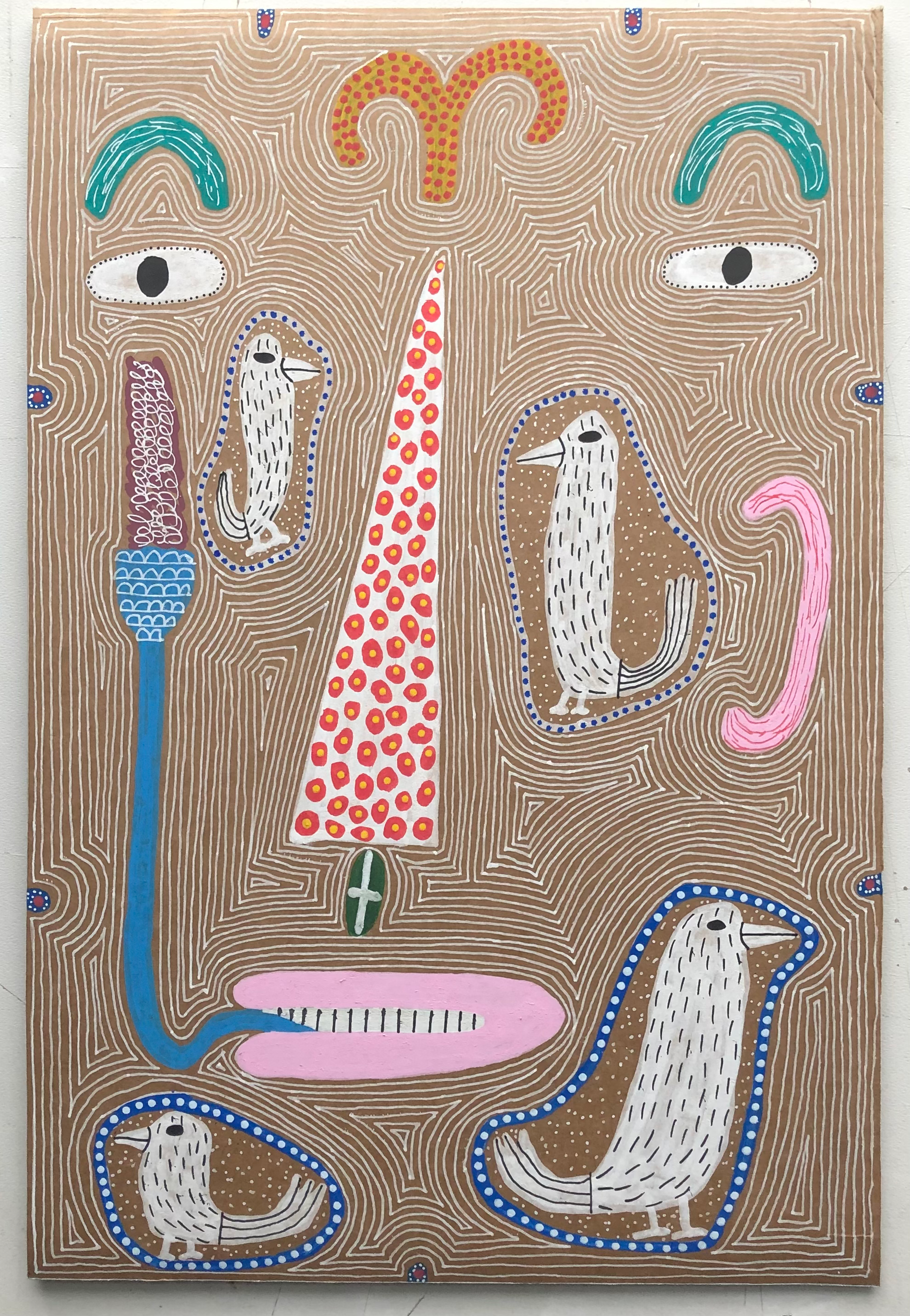 Man With Pipe And Birds. 15.2” x 10.2”.