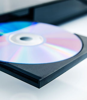 A CD in an open CD drive