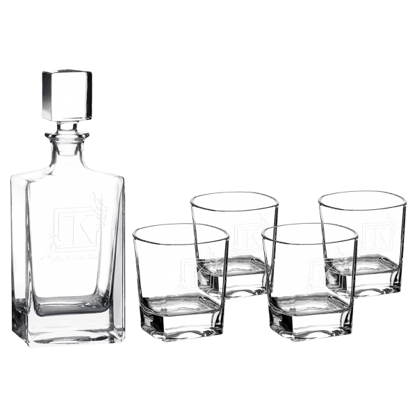 Personalized Polar Camel Rectangle Decanter & 4 Rocks Glasses - supplier product photo