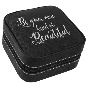 Custom Engraved Travel Jewelry Box - Black and Silver - supplier engraving example