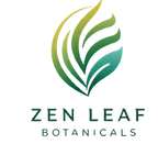 Zen Leaf Botanicals logo of a green and teal gradient leaf
