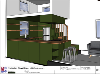 Kitchen 32' x 10' Tiny Home on Wheels Homesteader Floor Plan by Indigo River Tiny Homes #IRTHome49
