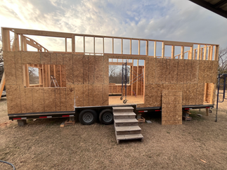 Framing 32' x 10' Tiny Home on Wheels Homesteader Floor Plan by Indigo River Tiny Homes #IRTHome49