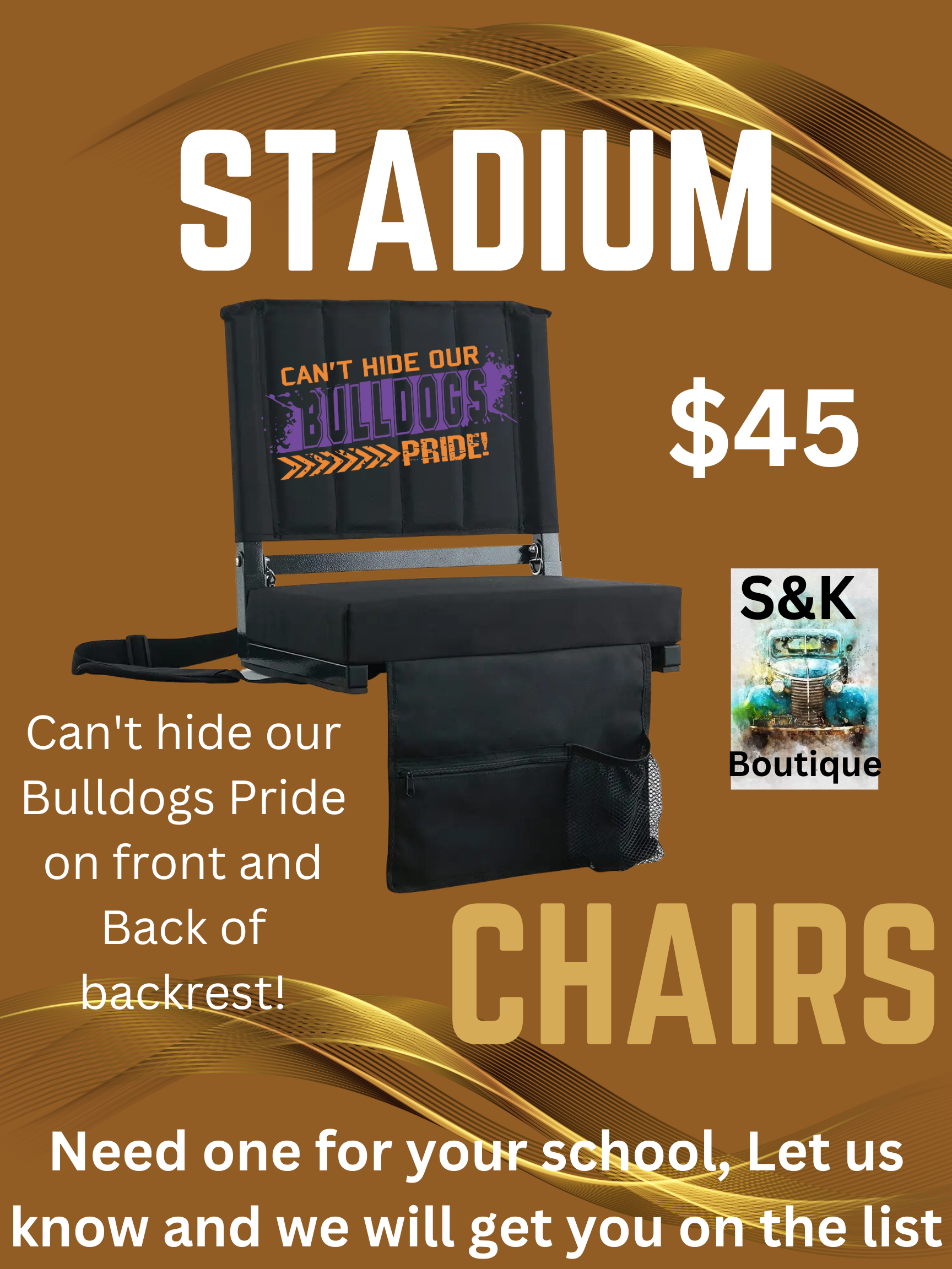 Can't Hide our Bulldogs Pride Stadium chairs